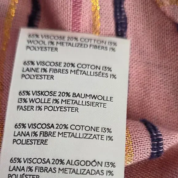 Anthropologie Isadora Button Back Tunic Top S Pink Gold Stripe Popover Shirt NWT - Picture 7 of 13